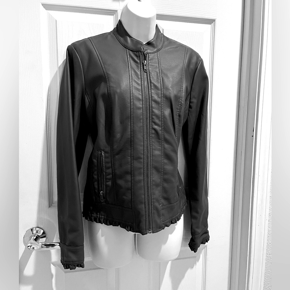 Baccini faux leather gray jacket